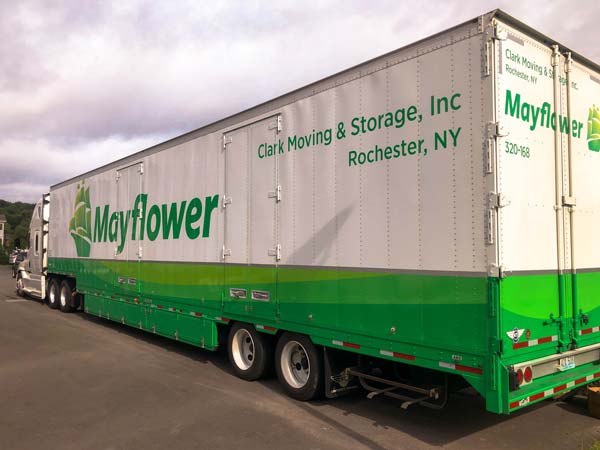 Mayflower moving truck from Clark Moving & Storage